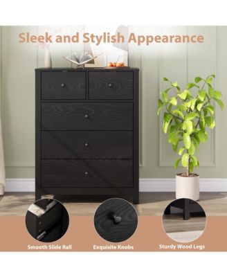 5 Drawer Dresser for Bedroom, Modern Tall Dresser Organizer with Storage Drawers