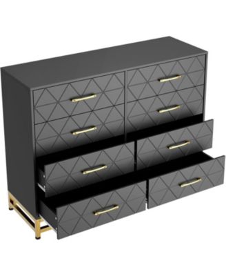 8-Drawer Bedroom Dresser, Large Storage Tower with Wooden Frame, Wide Chest Organizer with Drawer Inserts for Living Room Closet Hallway