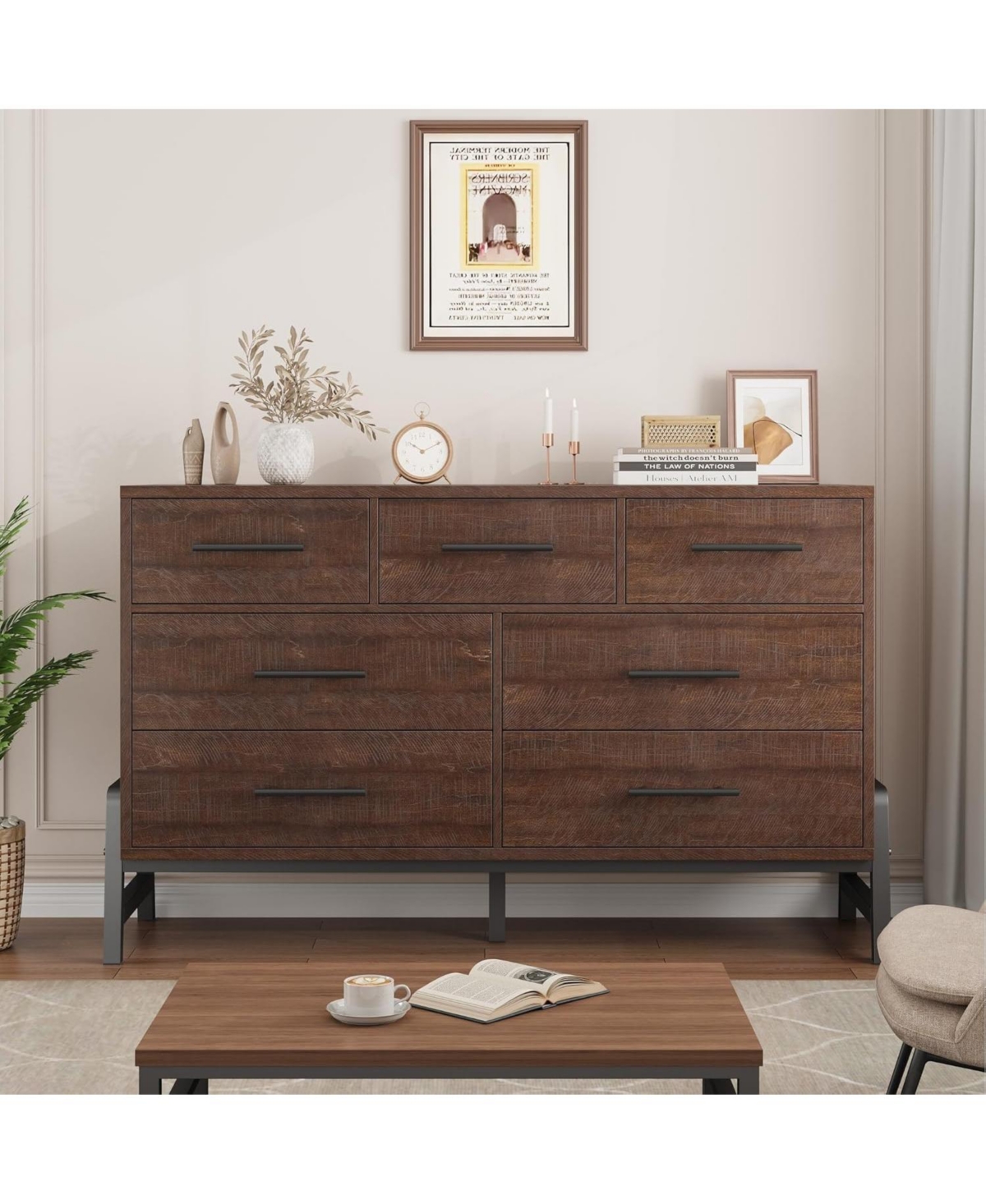 gaomon 52" Wide 7-Drawer Bedroom Dresser, Modern Storage Chest for Entryway, Bedroom, or Living Room