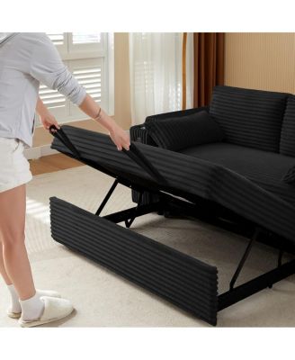 67" Pull-Out Sleeper Sofa Bed with USB Port & Cup Holders, Convertible Loveseat with Adjustable Backrest for Small Spaces-Maison Boucle