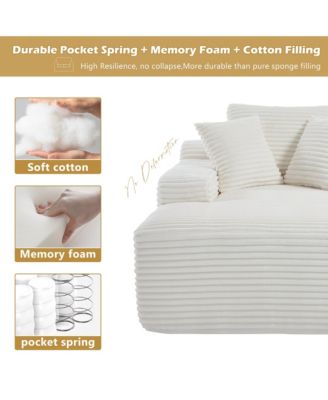 67 Inch White Velvet Chaise Lounge Chair with 9.9 Inch Wide Armrests and Deep Seat for Living Room