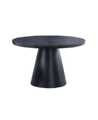1pc Round Table Unique Cone-Shaped Base Black Color Wooden Casual Modern Dining Room Table Only