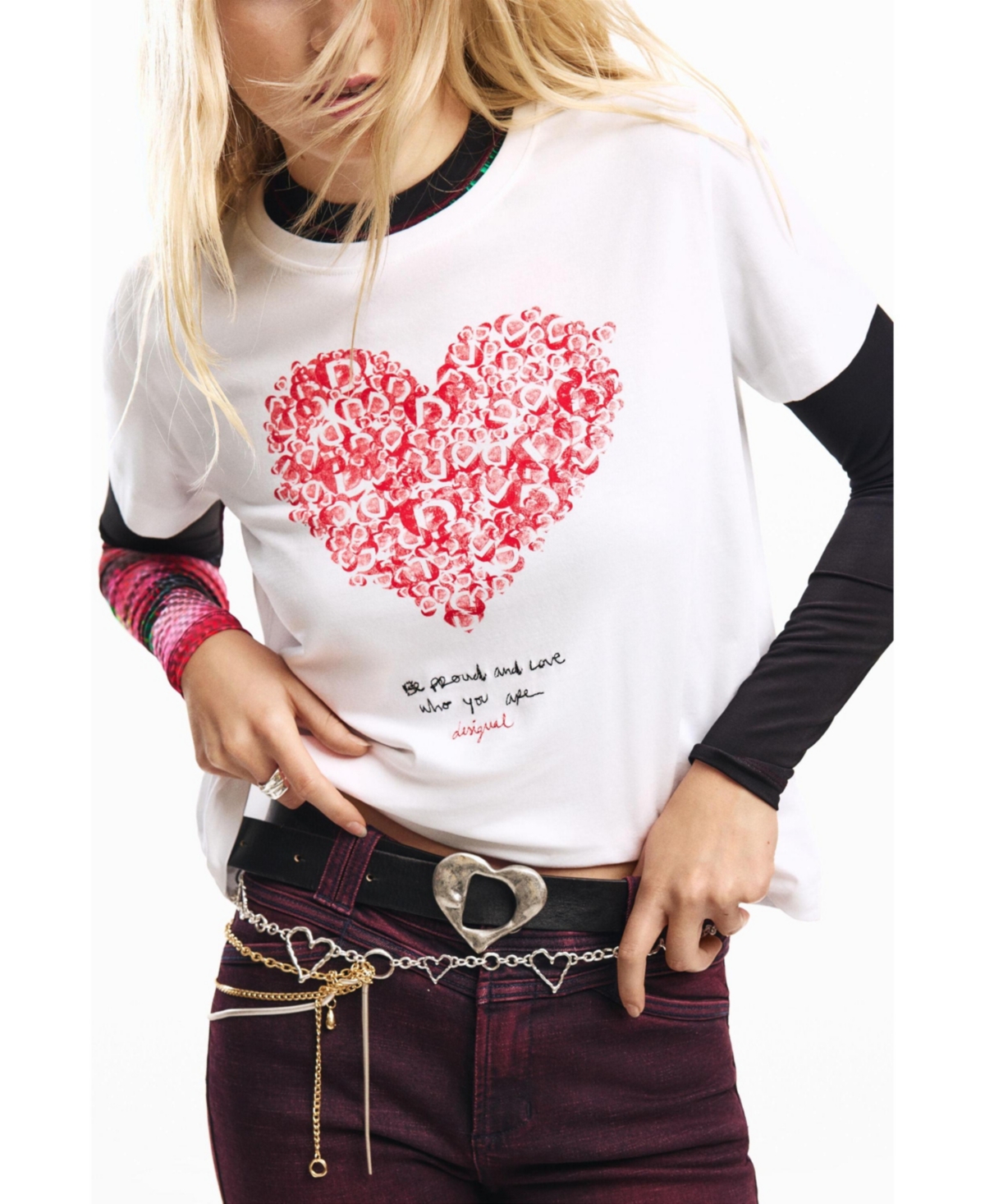 Desigual Women's Short-sleeve heart T-shirt