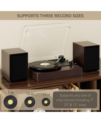 Retro Record Player System with 3-Speed Turntable, Bluetooth 5.0 & Dual Speakers