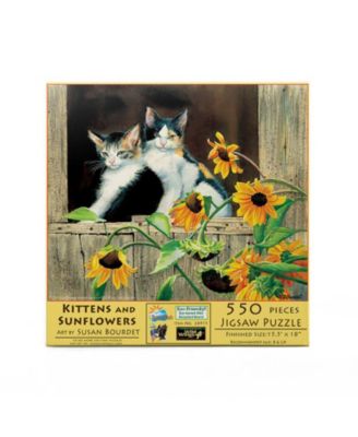 Kittens and Sunflowers 550 piece Jigsaw Puzzle for Adults