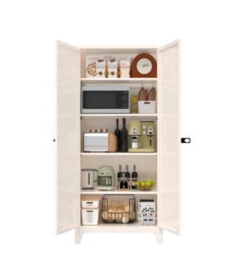 71" Locking Metal Storage Cabinet - Beige