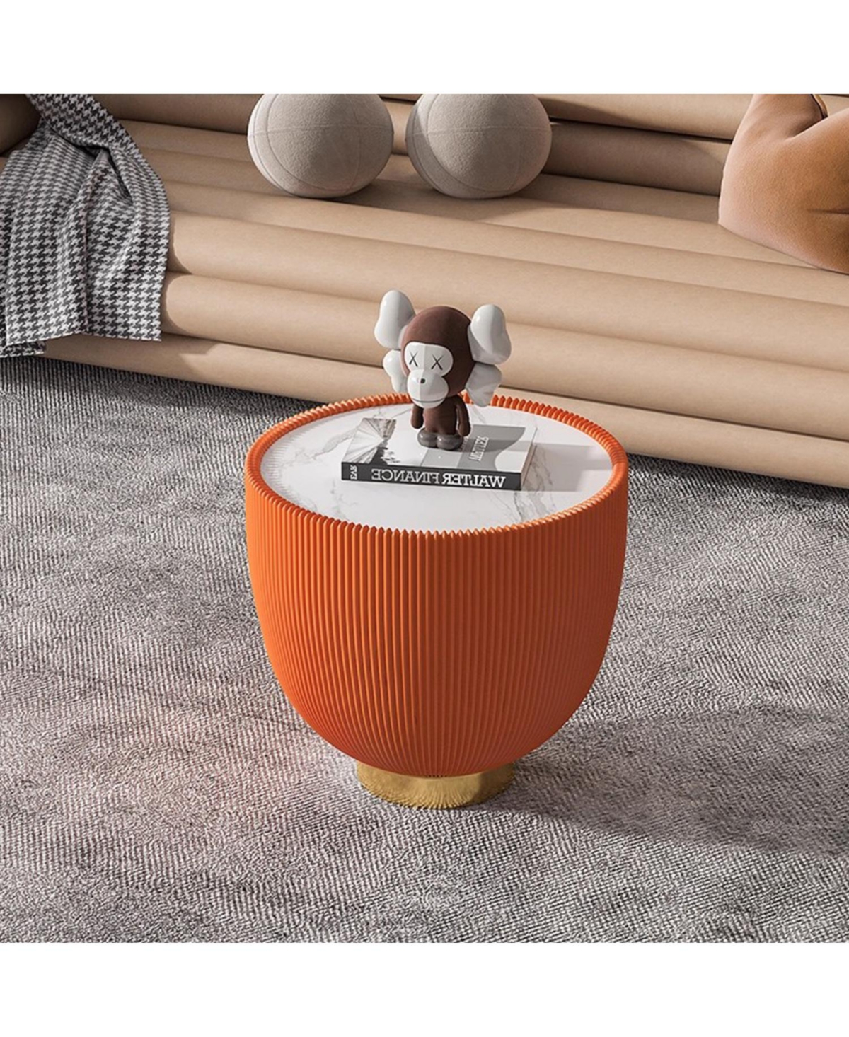 Streamdale Marble Pattern Leather Edge End Table