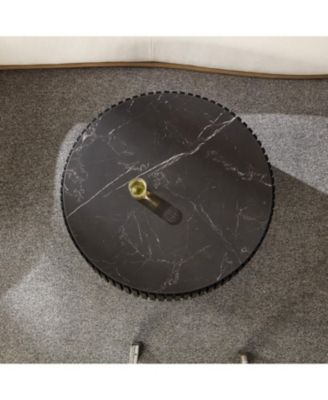 Streamdale 35" Nesting Round Stone Coffee Table - Black