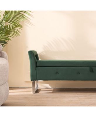 67.91"  Velvet Storage Bench with Armrests