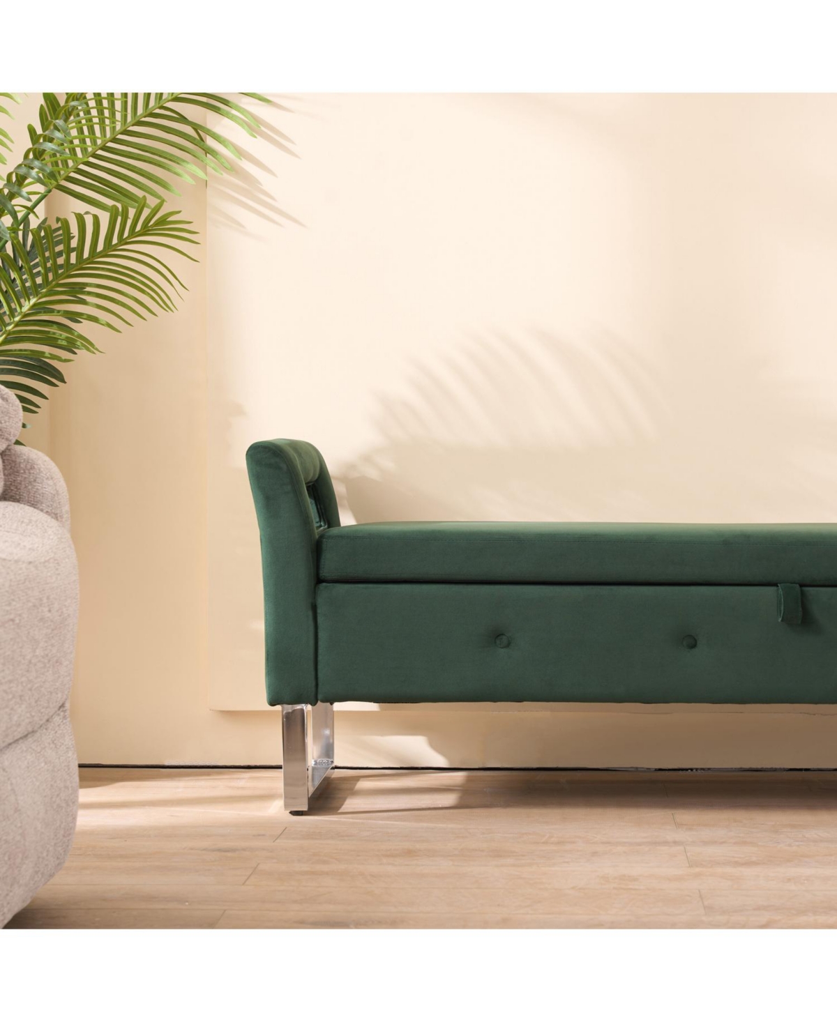 Streamdale Furniture 67.91" Velvet Storage Bench with Armrests