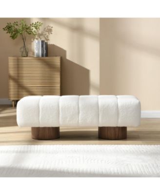 11" Boucle Upholstered Dining/Entryway Bench