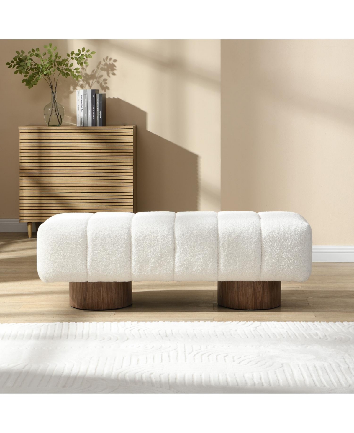 Streamdale Furniture 11" Boucle Upholstered Dining/Entryway Bench