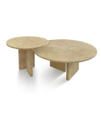 Streamdale Glod Yellow Beige Marble Coffee Table Set