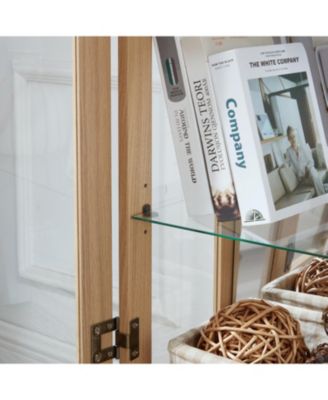 Light Oak Curio Cabinet with LED & Adjustable Shelves