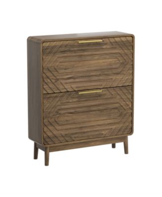 Streamdale 31.5" Walnut Shoe Cabinet - Mid-Century Modern Organizer