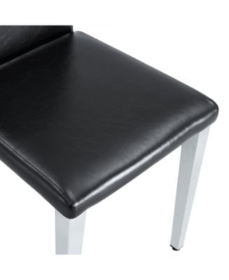 Black PU Backrest Chairs Silver Legs (Set of 2)