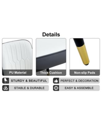 Streamdale Modern Dual Tone PU Leather Dining Chair, Black Legs, Set of 4