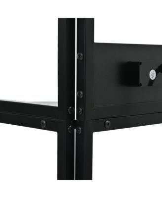  5-Tier Corner Shelf with LED Light & USB, Glass Holder, Tall Corner Bookshelf