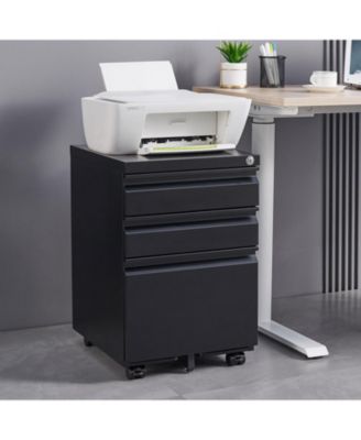 3-Drawer Mobile Locking File Cabinet (Black)