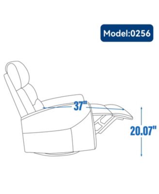 Manual Recliner Chair with Rocker and Swivel in Fabric for Living Room