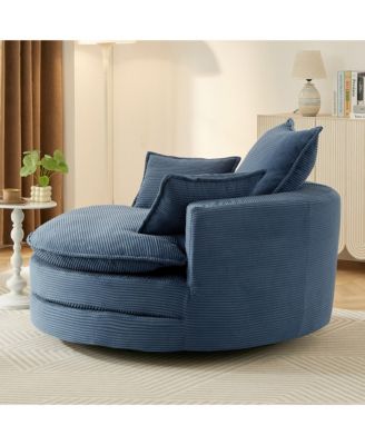 Streamdale 360 Swivel Barrel Chair with Pillows - Blue
