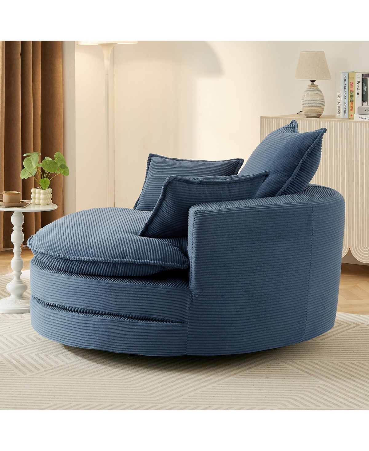 Streamdale 360 Swivel Barrel Chair with Pillows - Blue