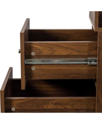 70.87" Display Cabinet, 4-Tier Shelf, 3 Drawers, Modern Wooden Bookshelf