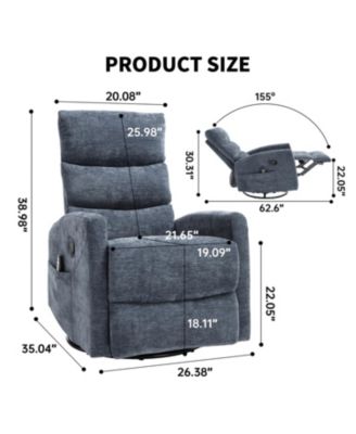 Streamdale Heat Massage Rocker Recliner Chair, Swivel Fabric, Blue
