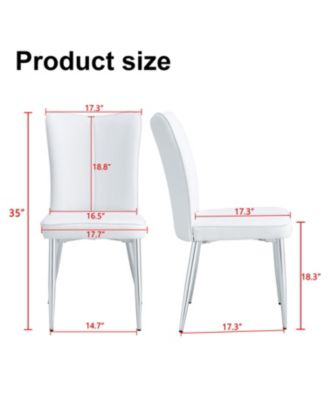 Streamdale White PU Dining/Office Chairs (4-Piece) - Silver Legs