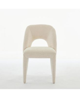 Streamdale Cream Chenille Dining Chairs, Hollow Back, Set of 2
