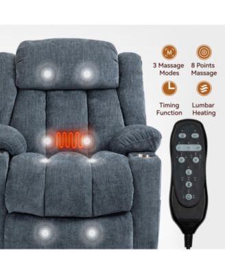  Ultimate 350 Lb Chenille Recliner with Massage and Heat