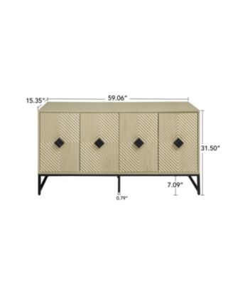 Modern Carved Sideboard Cabinet with Adjustable Shelf