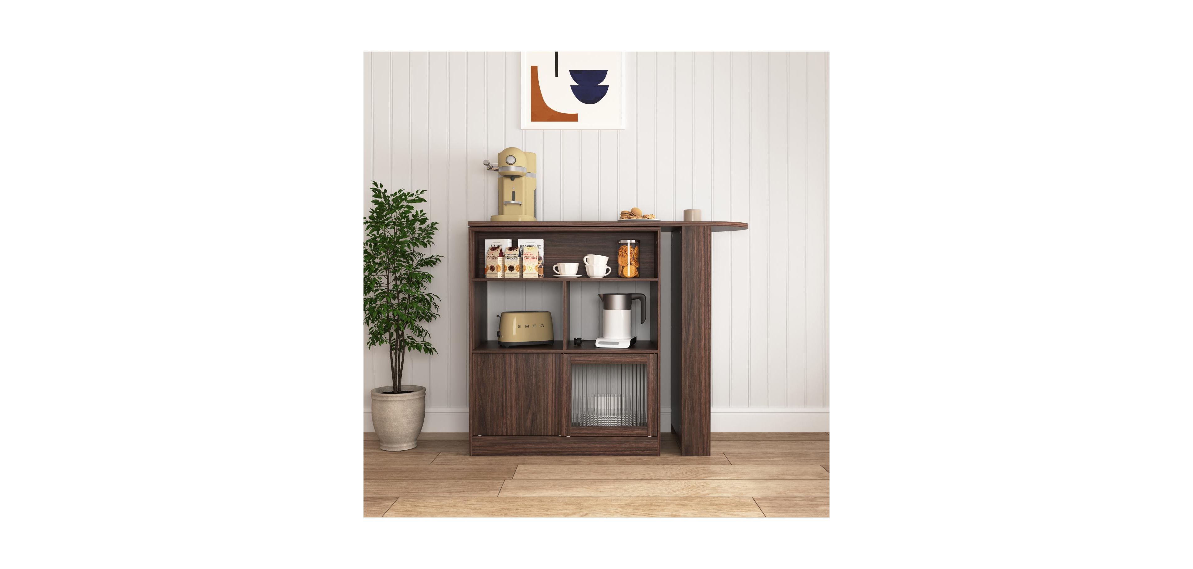 Streamdale Furniture Rotating Bar Cabinet with Ample Storage