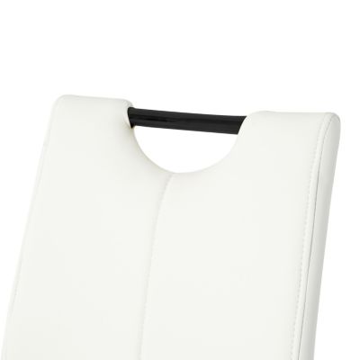 Streamdale Modern White PU Dining Chair with Black Metal Legs (Set of 4