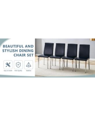 PU Dining Chairs Silver Legs (Set of 4)