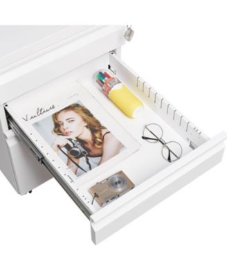 3-Drawer Mobile Locking Filing Cabinet (White)