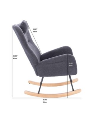 Teddy Upholstered Nursery Rocking Chair for Living Room Bedroom(DARK GREY Teddy)