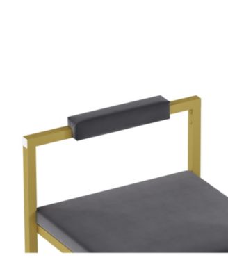 Streamdale Velvet Bar Stools Set of 2, Counter Height, Gold & Gray