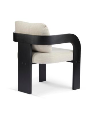 Streamdale 2-Pack Dining Chairs with Pillow Back, Beige Fabric, Black Solid Wood Frame