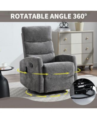 Heat Massage Rocker Swivel Recliner Chair - GREY