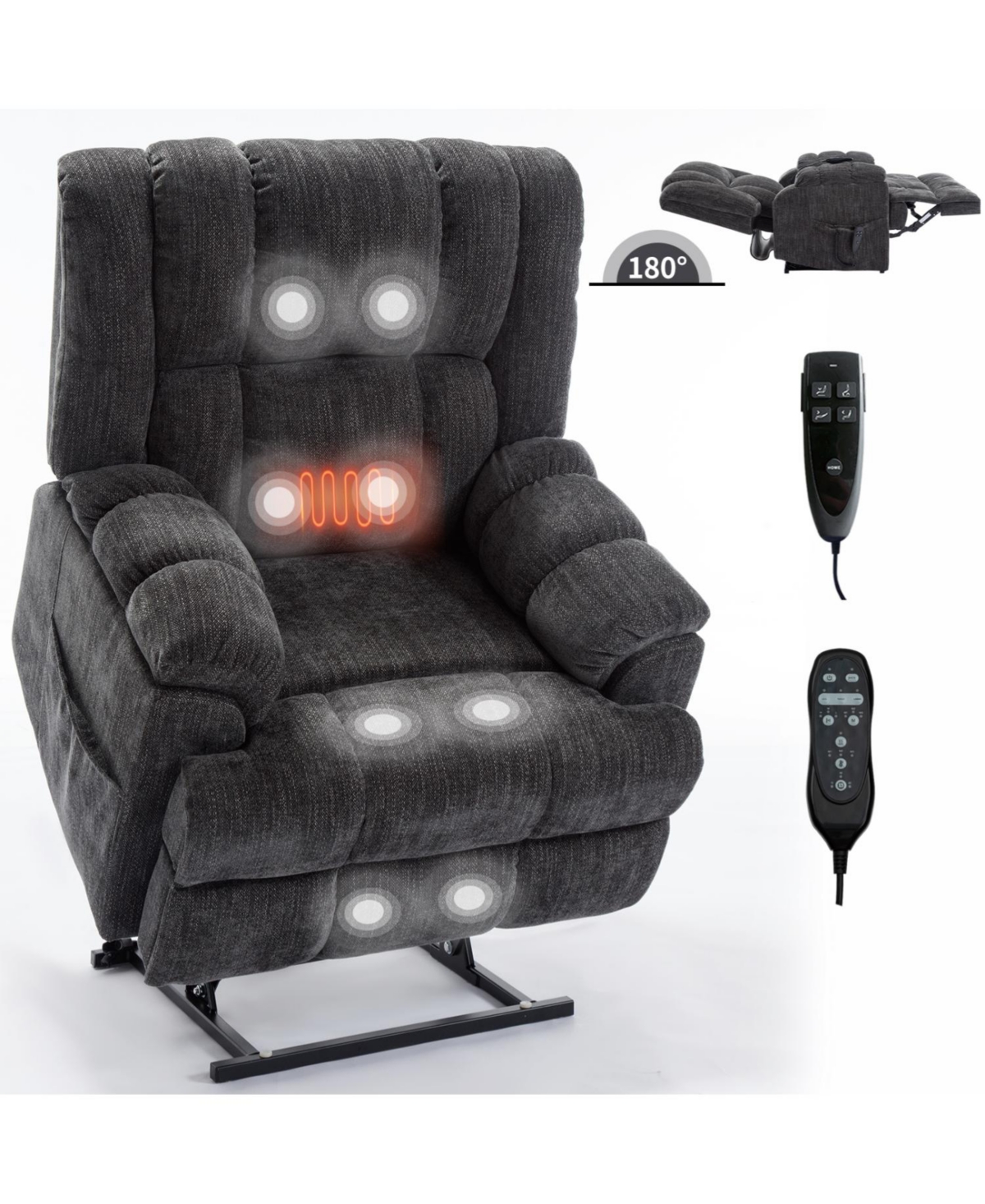 Streamdale Furniture Streamdale Dual Motor Power Lift Recliner with Heat & Massage, 350 Lbs