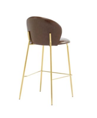 Kira Dark Brown Faux Leather Bar Stools (Set of 2)