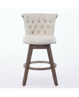 Streamdale 26" Swivel Velvet Counter Stools Set of 2, Beige