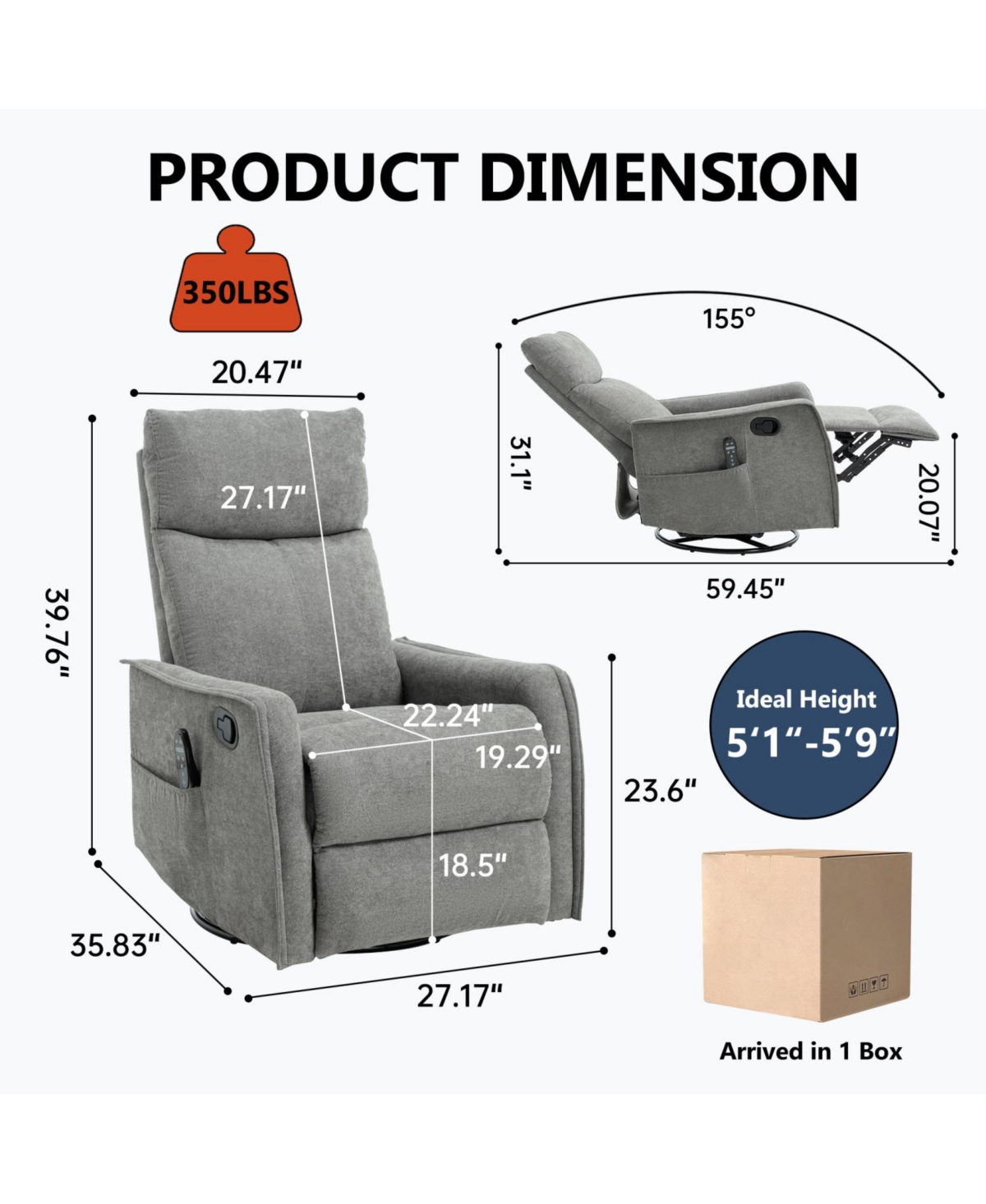 Streamdale Furniture Heat Massage Rocker Recliner Chair