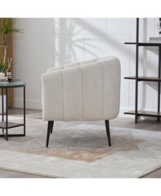  Chenille Barrel Accent Chair - Ivory