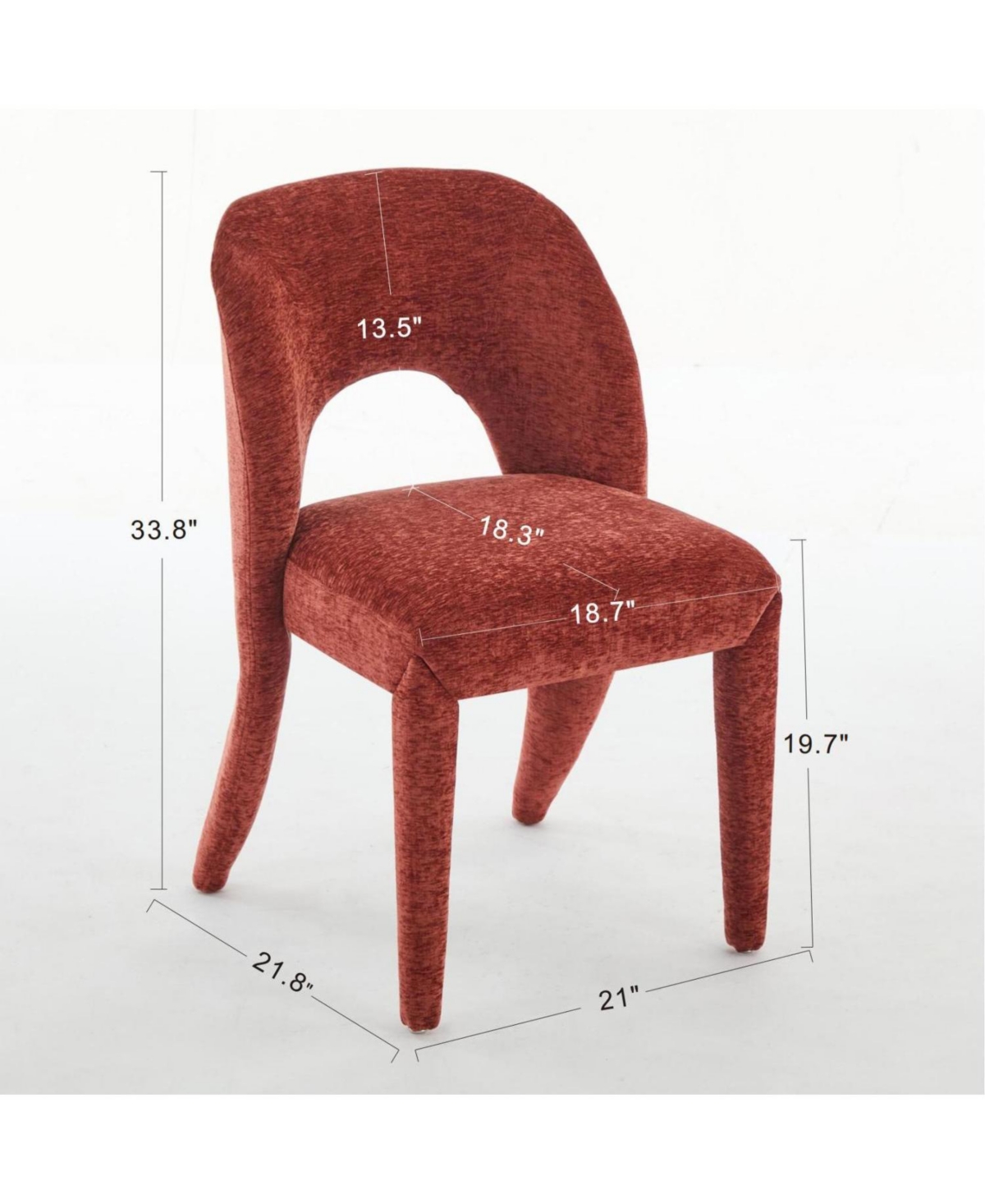 Streamdale Furniture Rose Chenille Dining Chairs, Hollow Back, Set of 2