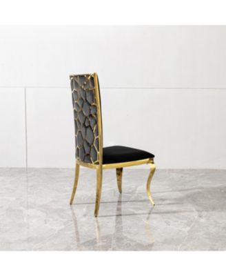  Black Velvet Dining Chair with Unique Backrest (Set of 2)