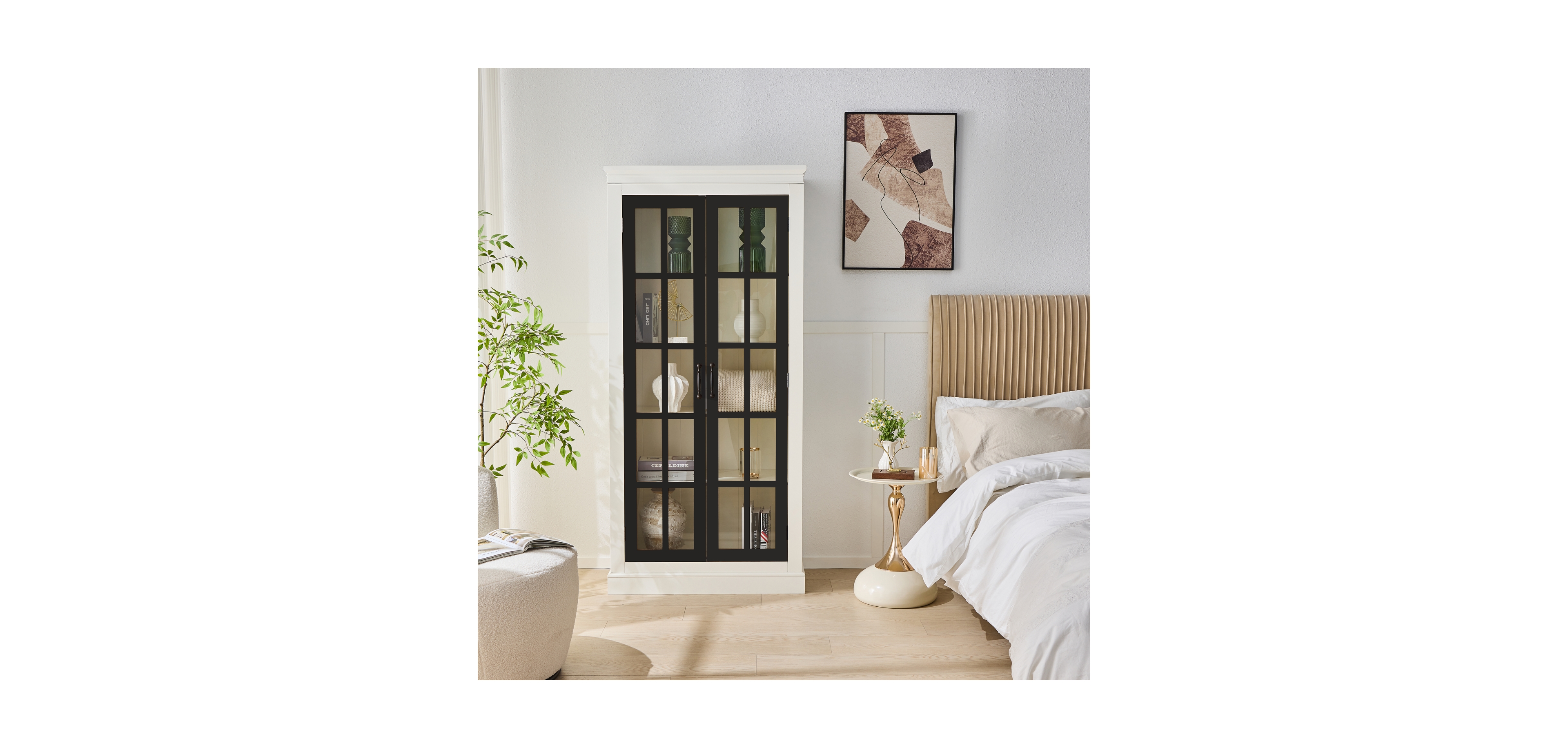 Streamdale Furniture Rustic Glass Door Display Cabinet