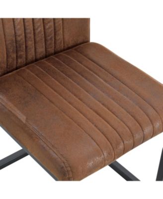 Ergonomic Brown Fabric Dining Chairs (Set of 4)