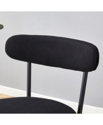 Ergonomic High Leg Bar Chairs - Black Fabric 35.5" - 2 Pack